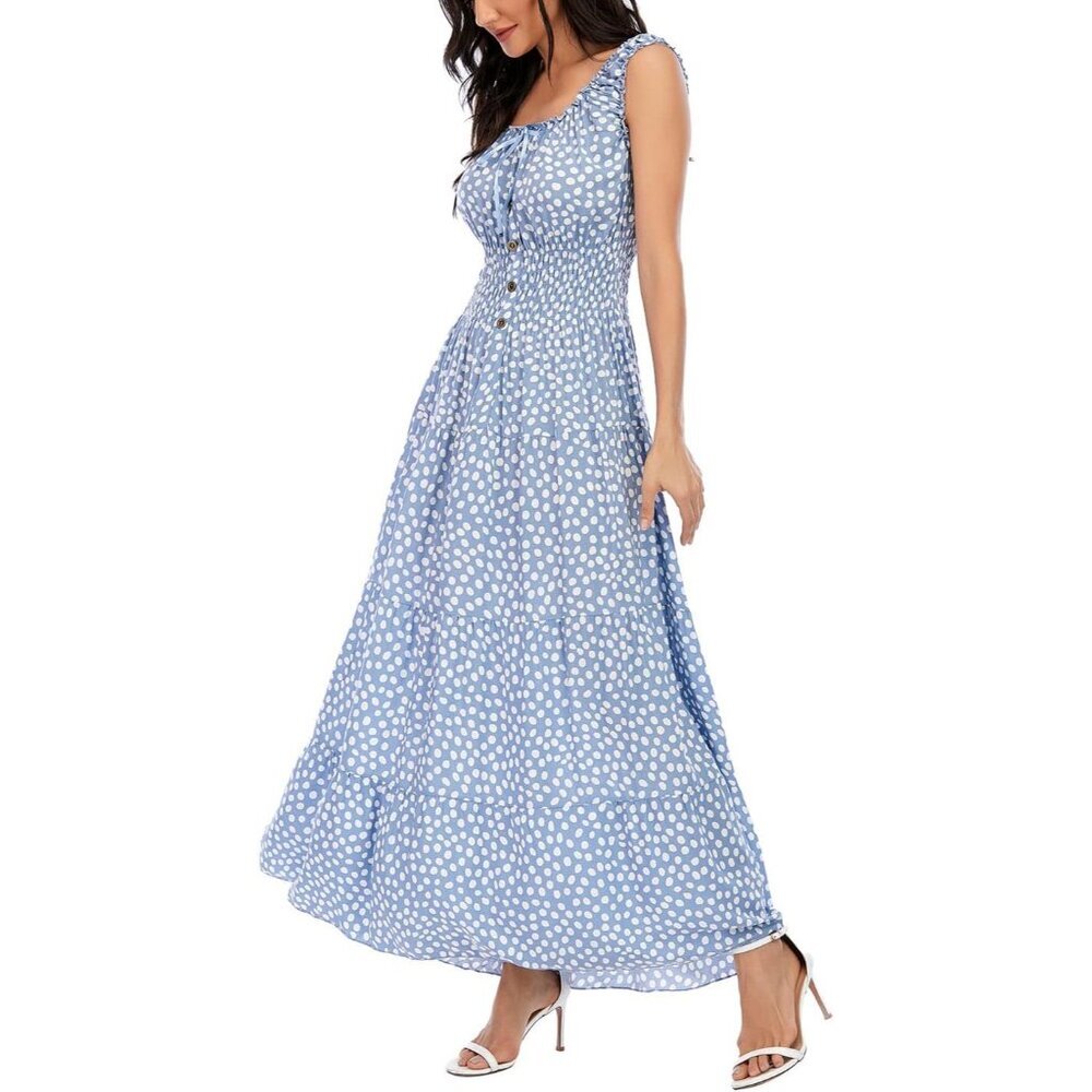 Elegant Tiered Maxi Dress with Floral Print - Perfect for Summer Occasions